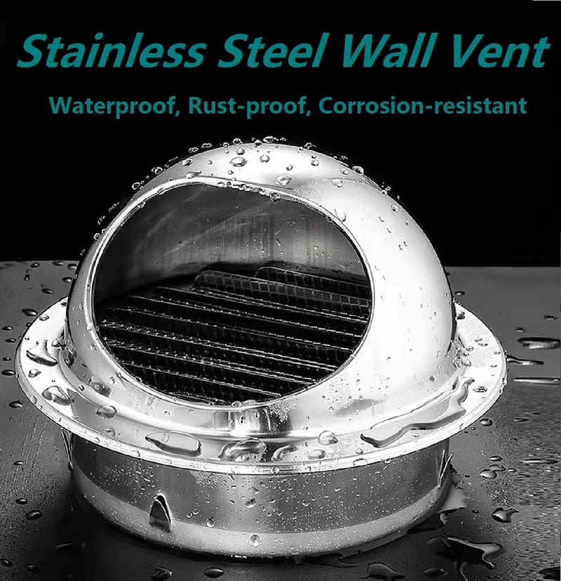 Allvent 4 Inch Wall Vent Cover Stainless Steel Round Exhaust Grille Ventilation Outlet Wall Air Vent Dryer Hood External Extractor - Image 4